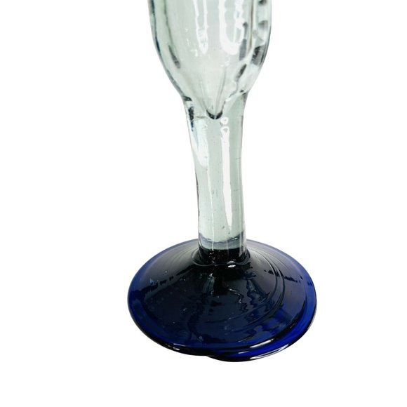 Margarita Glass Set Mexican Hand Blown Heavy Cobalt Blue Rim & Foot 16oz 4 pc - Picture 7 of 7